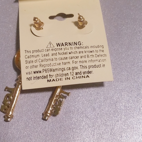NWT Key LOVE Stud Earrings (Gold Tone) - Picture 2 of 4